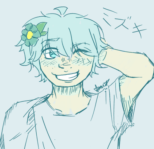 A sketch of a vocal synthesizer character named Mizuki Zuiga.