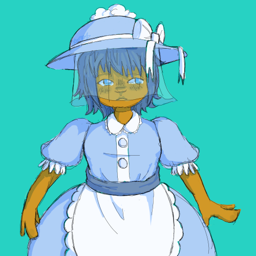 A rendered drawing of my friend's own vocal synthesizer character, Terumi Teruterumi.