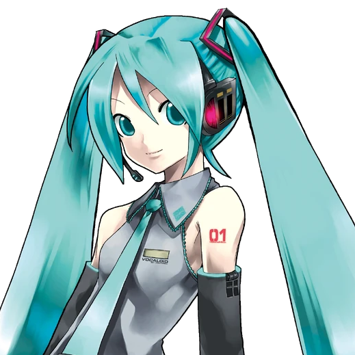 An image of Hatsune Miku's VOCALOID2 illustration, done by KEI.